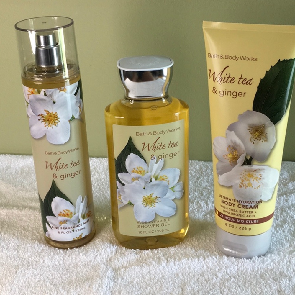Bath & Body Works BBW WHITE TEA & GINGER Shower 3 piece Set 🌟NEW🌟